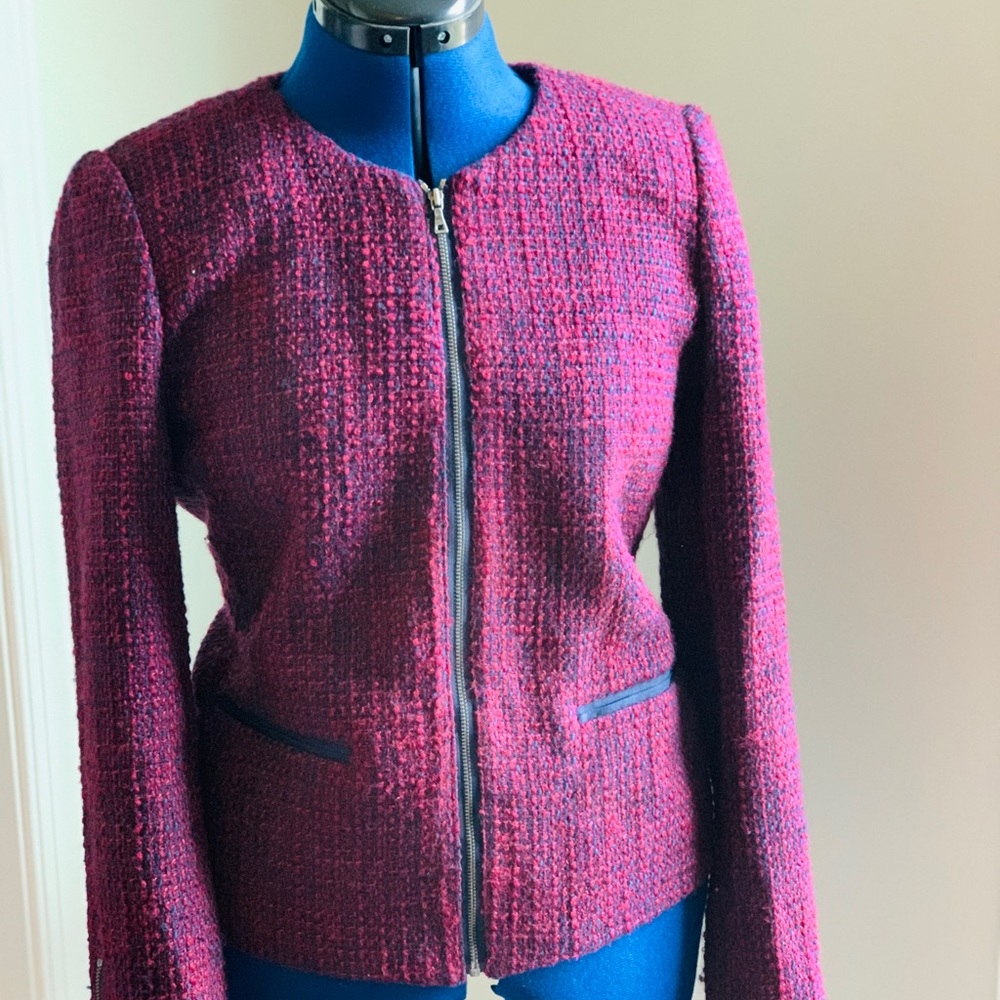 LOFT Tweed Zip Blazer